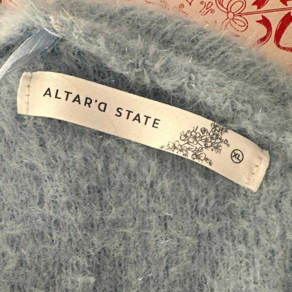 Altar’d state Everette Eyelash Lace Up light blue Sweater SzXL soft comfy feel - Picture 12 of 13